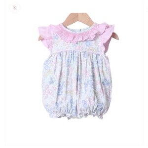 Smocked Flamingo Floral Baby Romper Newborn